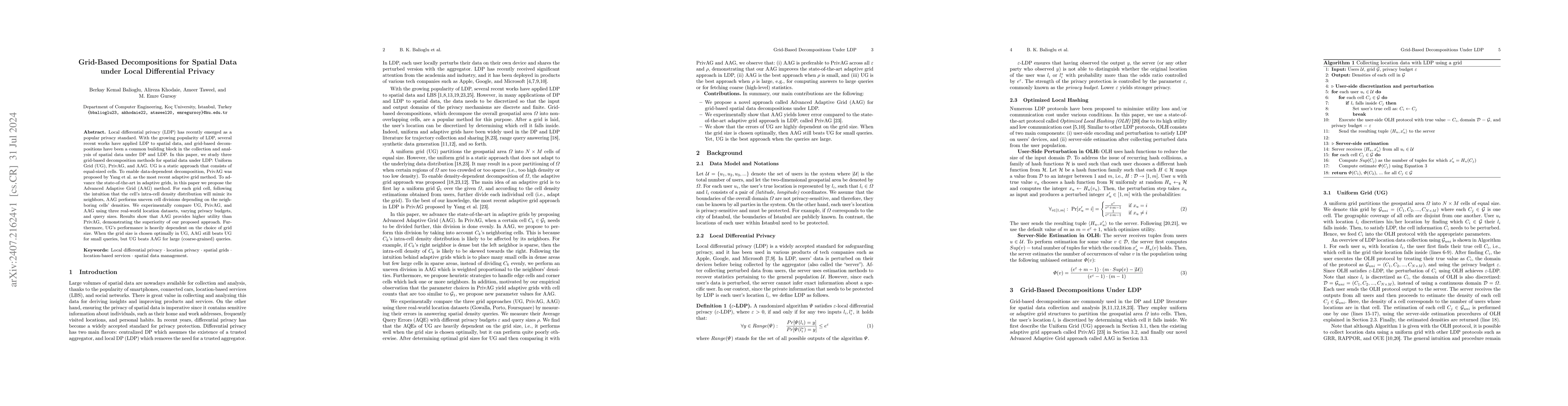Thumbnail for Grid-Based Decompositions for Spatial Data under Local Differential
  Privacy
