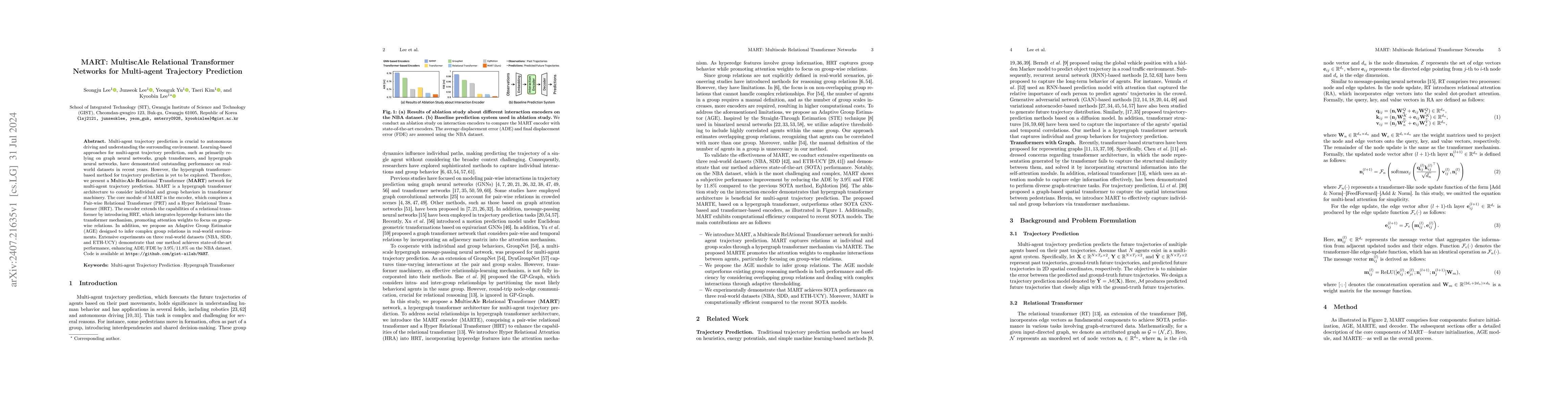Thumbnail for MART: MultiscAle Relational Transformer Networks for Multi-agent
  Trajectory Prediction