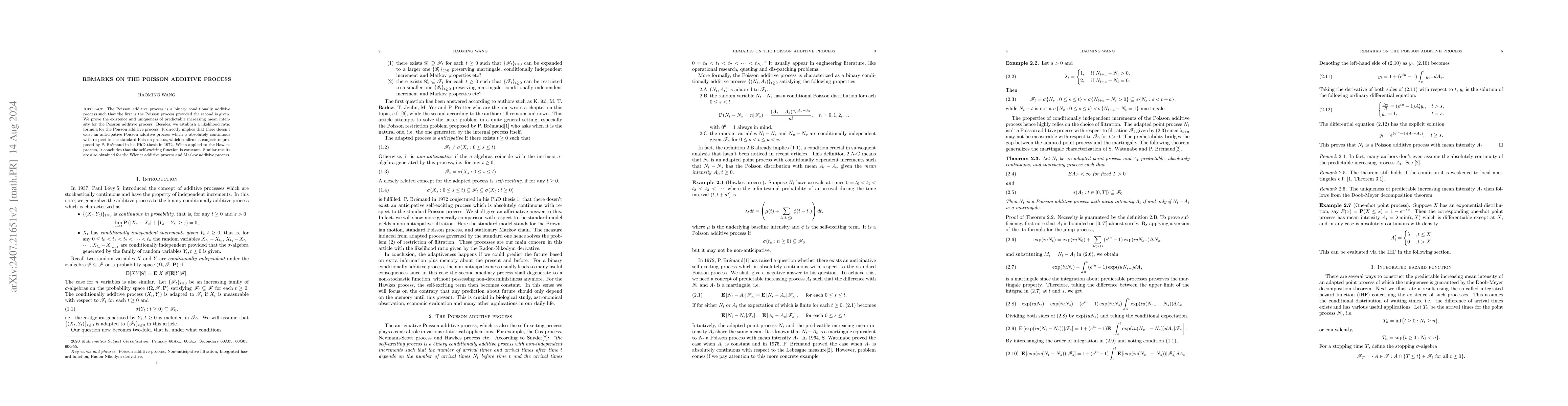 Thumbnail for Remarks on the Poisson additive process