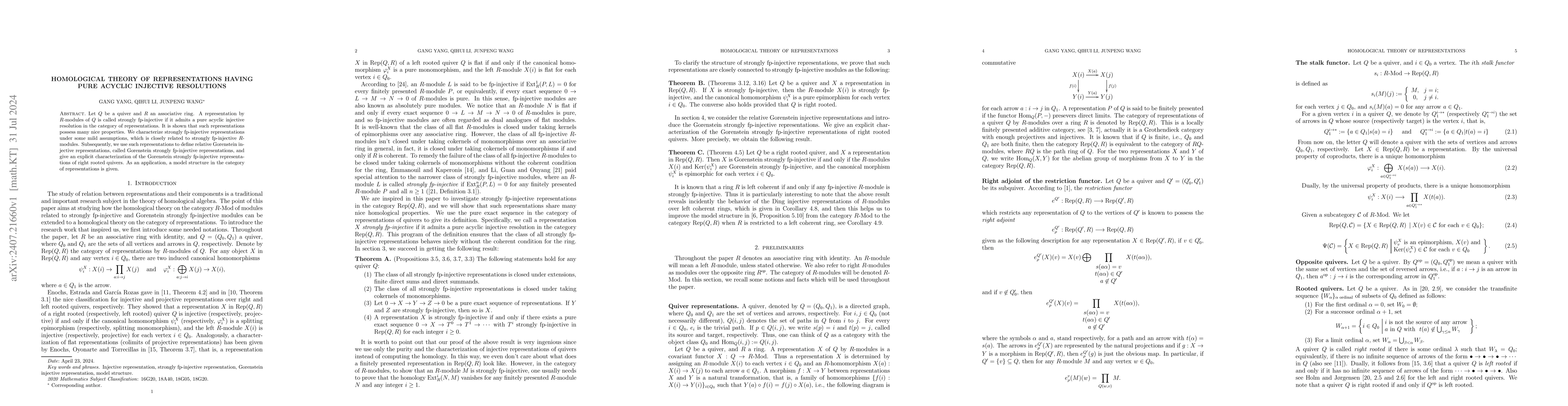 Thumbnail for Homological theory of representations having pure acyclic injective
  resolutions