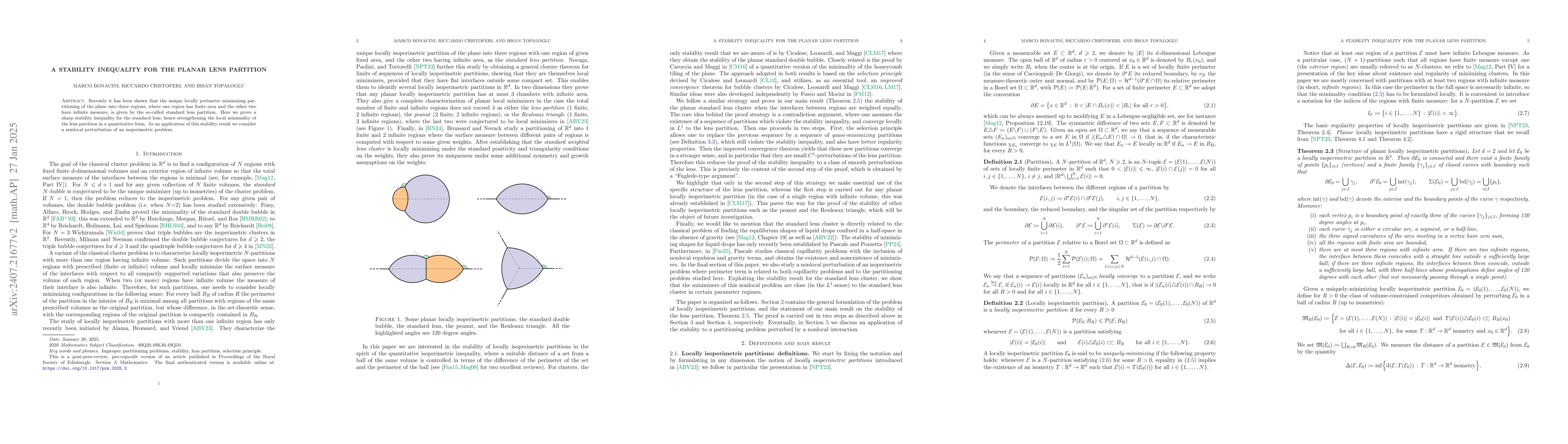 Thumbnail for A stability inequality for the planar lens partition
