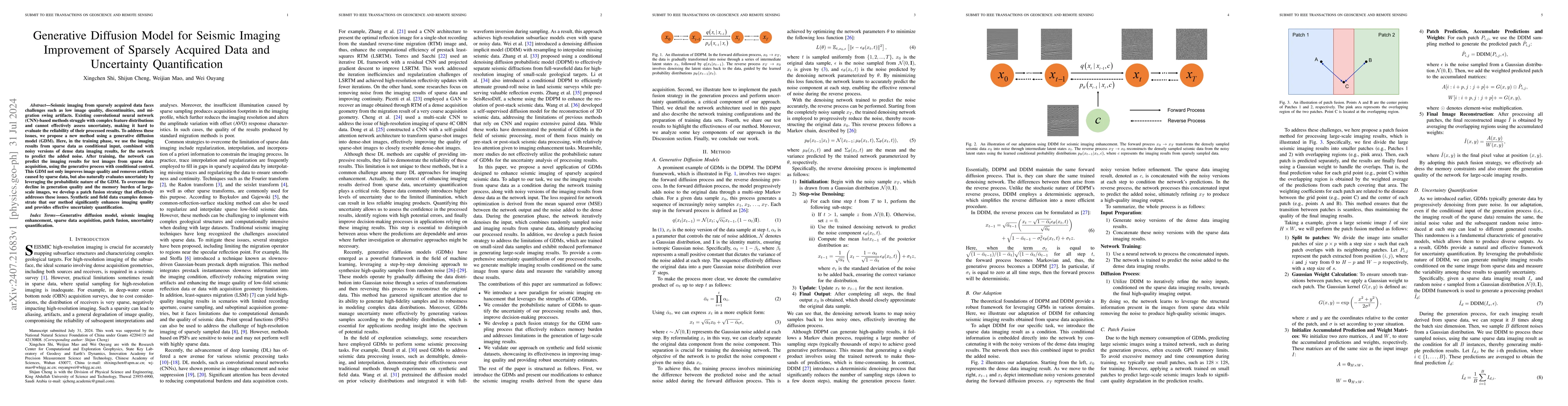 Thumbnail for Generative Diffusion Model for Seismic Imaging Improvement of Sparsely
  Acquired Data and Uncertainty Quantification