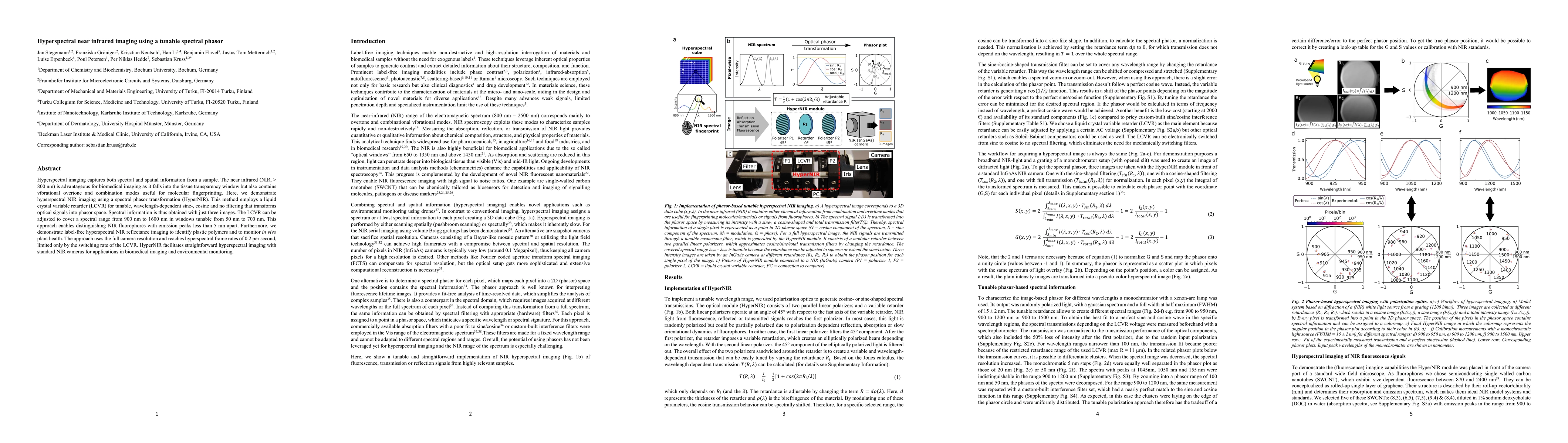 Thumbnail for Hyperspectral near infrared imaging using a tunable spectral phasor