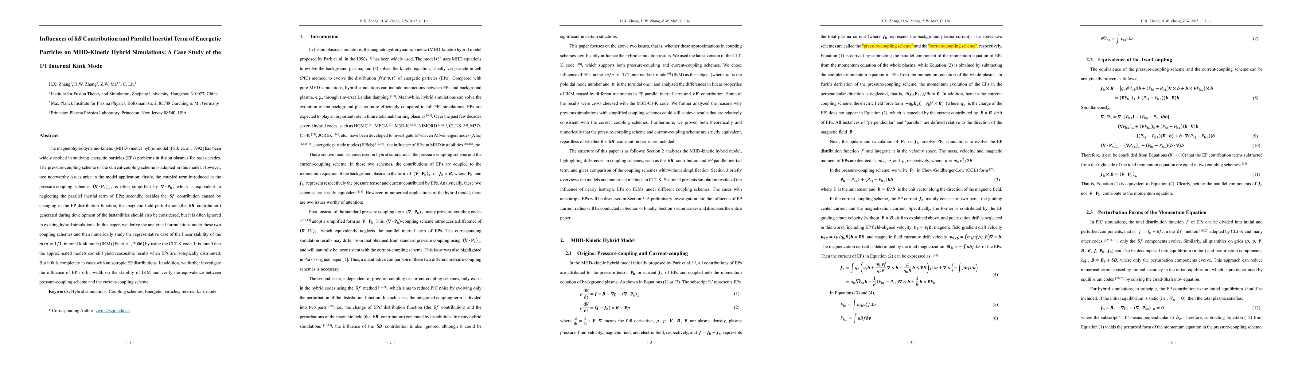 Thumbnail for Influences of $δ$B Contribution and Parallel Inertial Term of
  Energetic Particles on MHD-Kinetic Hybrid Simulations: A Case Study of the
  1/1 Internal Kink Mode