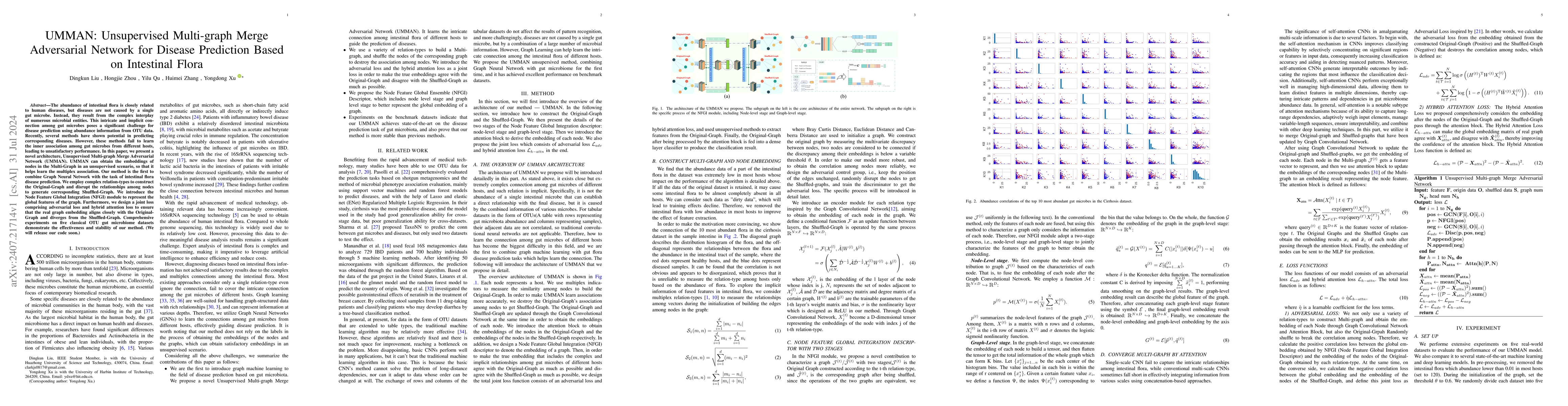 Thumbnail for UMMAN: Unsupervised Multi-graph Merge Adversarial Network for Disease
  Prediction Based on Intestinal Flora