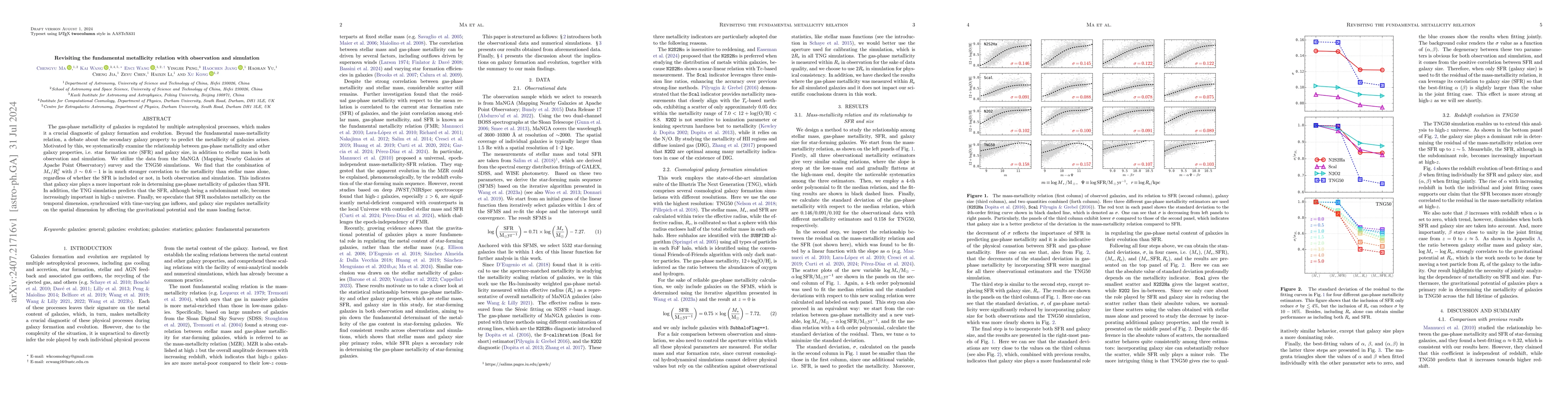 Thumbnail for Revisiting the fundamental metallicity relation with observation and
  simulation
