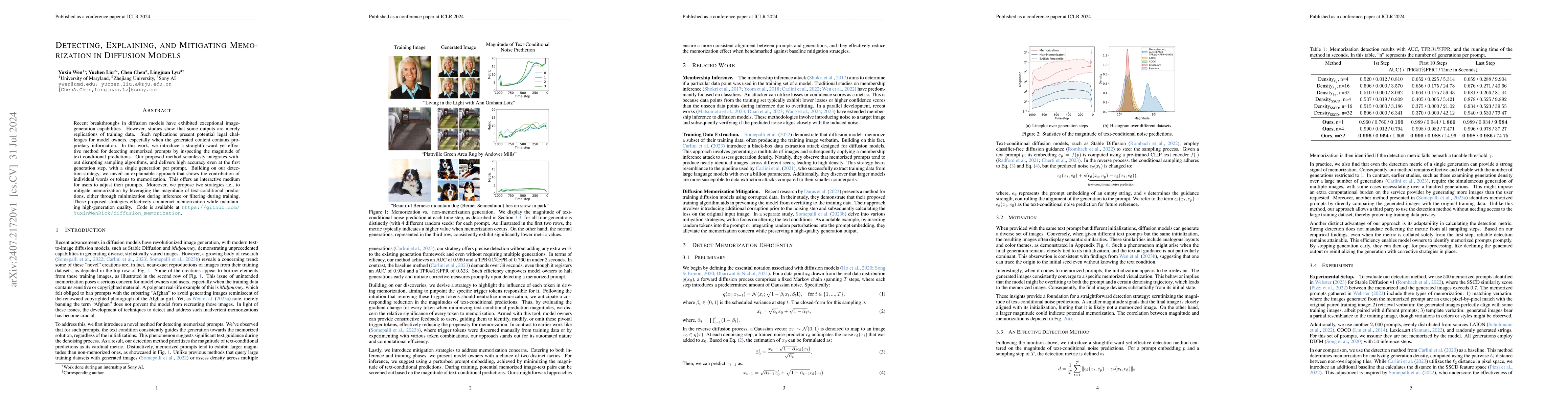 Thumbnail for Detecting, Explaining, and Mitigating Memorization in Diffusion Models