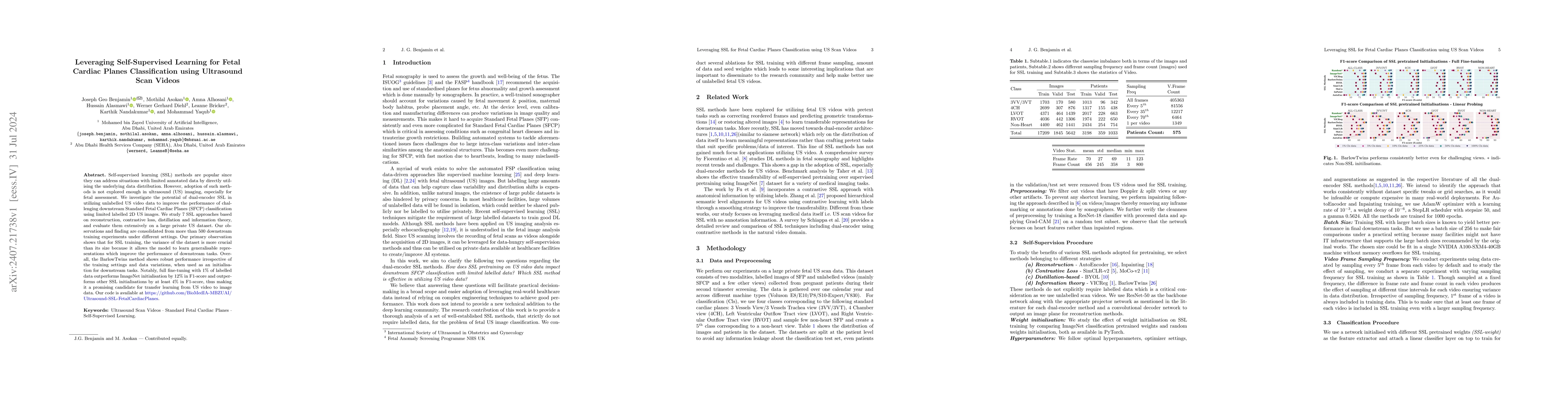 Thumbnail for Leveraging Self-Supervised Learning for Fetal Cardiac Planes
  Classification using Ultrasound Scan Videos