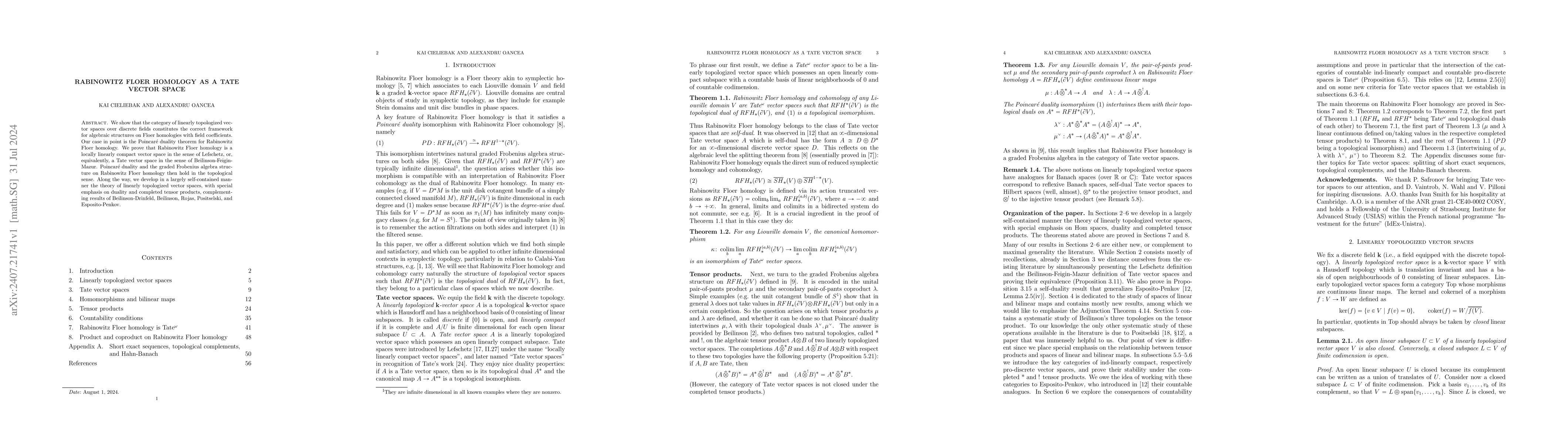 Thumbnail for Rabinowitz Floer homology as a Tate vector space