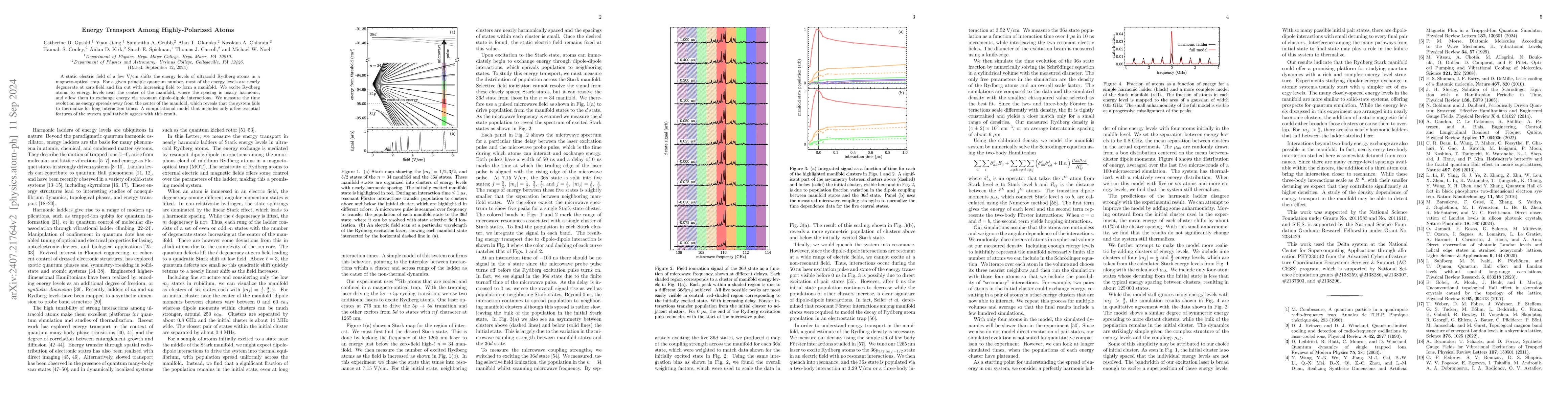 Thumbnail for Energy Transport Among Highly-Polarized Atoms