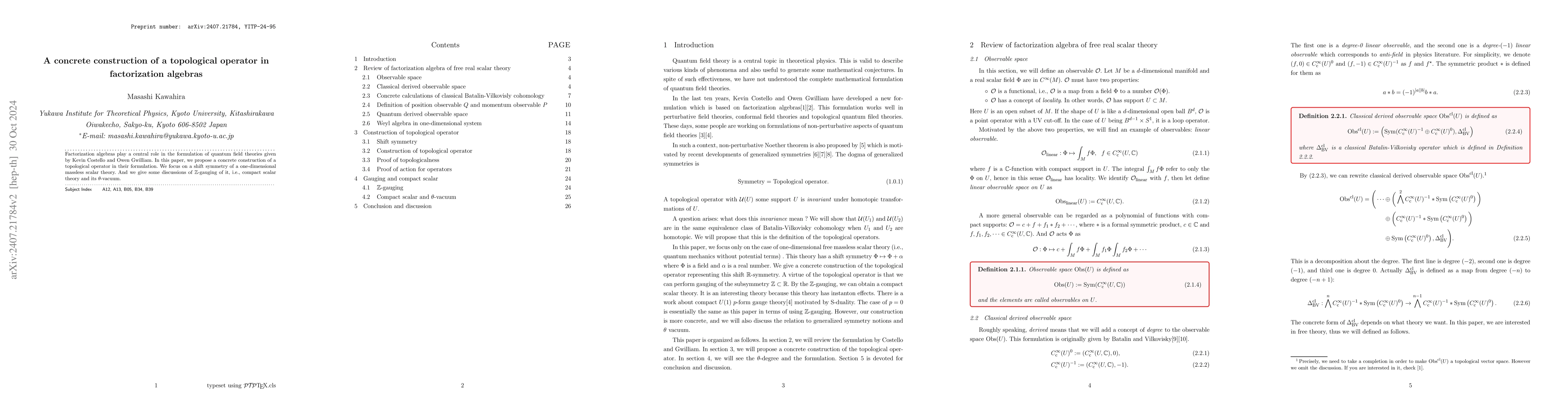 Thumbnail for A concrete construction of a topological operator in factorization
  algebras