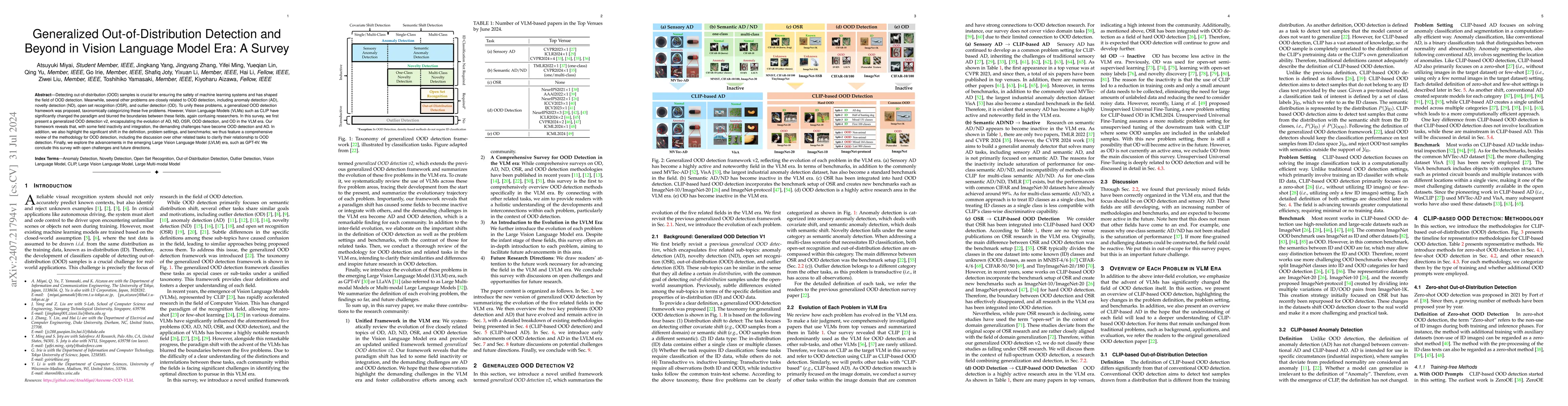 Thumbnail for Generalized Out-of-Distribution Detection and Beyond in Vision Language
  Model Era: A Survey