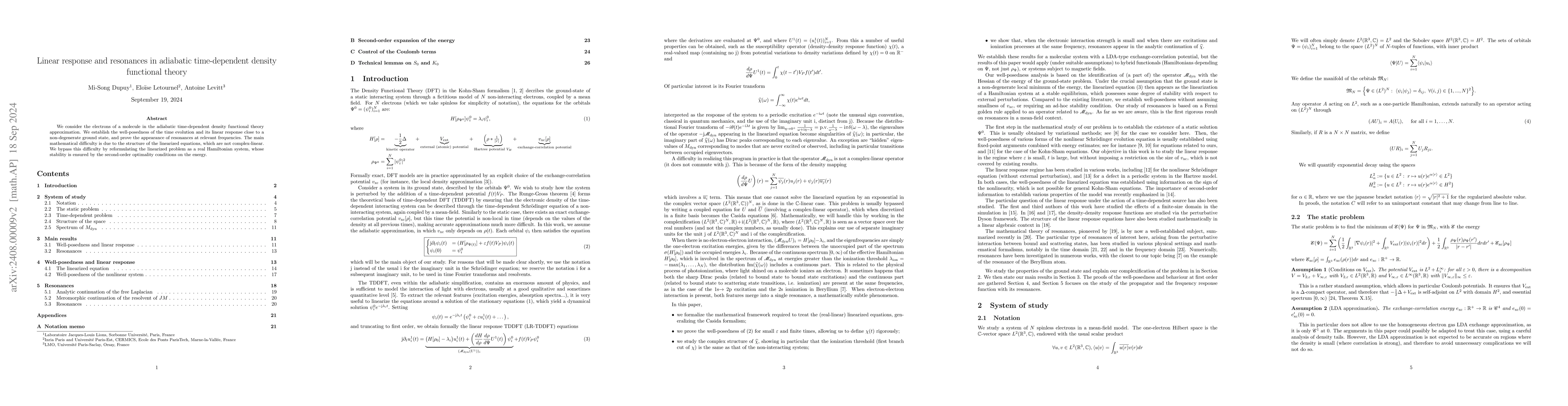 Thumbnail for Linear response and resonances in adiabatic time-dependent density
  functional theory