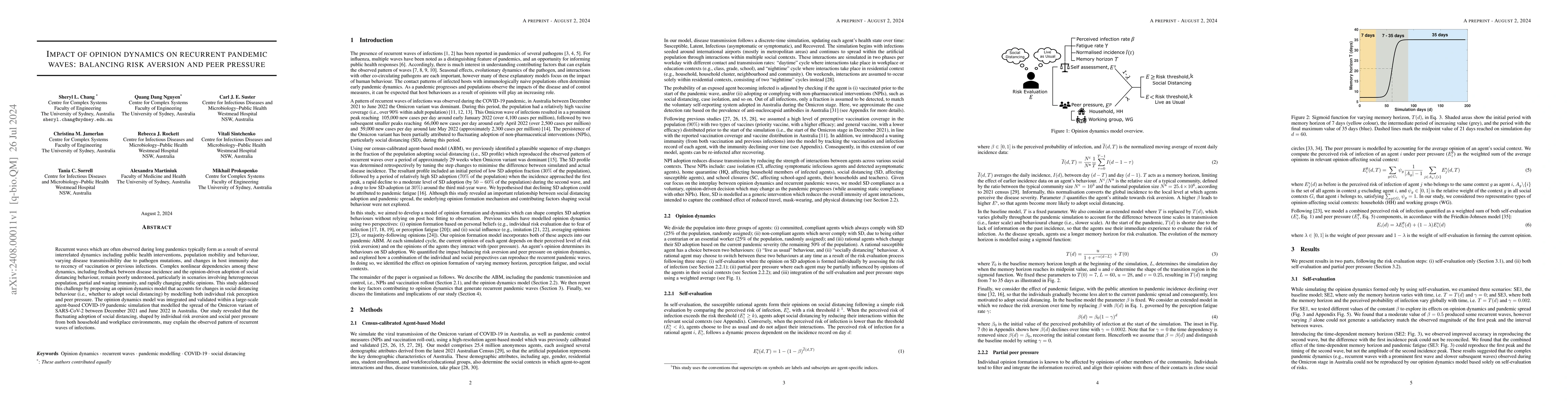 Thumbnail for Impact of opinion dynamics on recurrent pandemic waves: balancing risk
  aversion and peer pressure