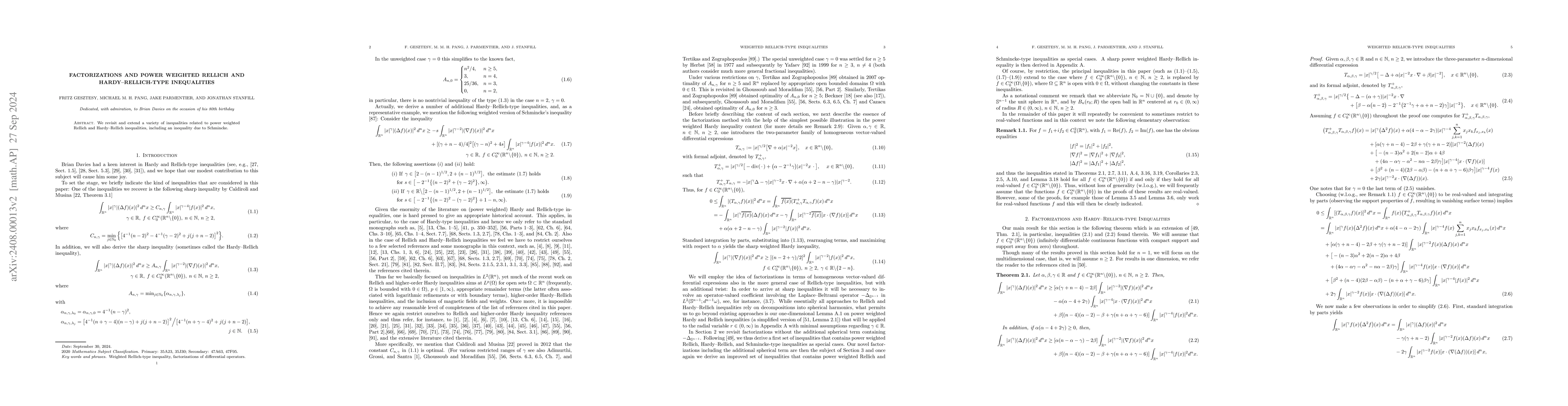 Thumbnail for Factorizations and Power Weighted Rellich and Hardy--Rellich-Type
  Inequalities