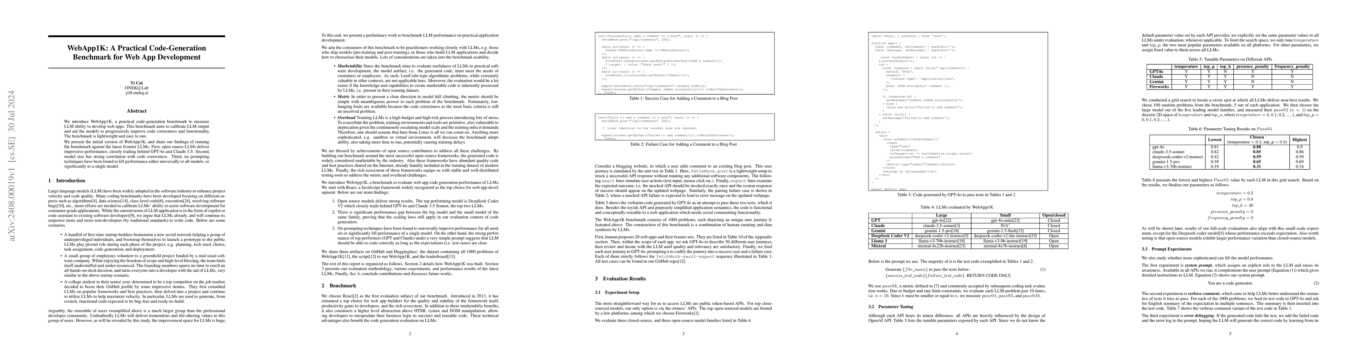 Thumbnail for WebApp1K: A Practical Code-Generation Benchmark for Web App Development