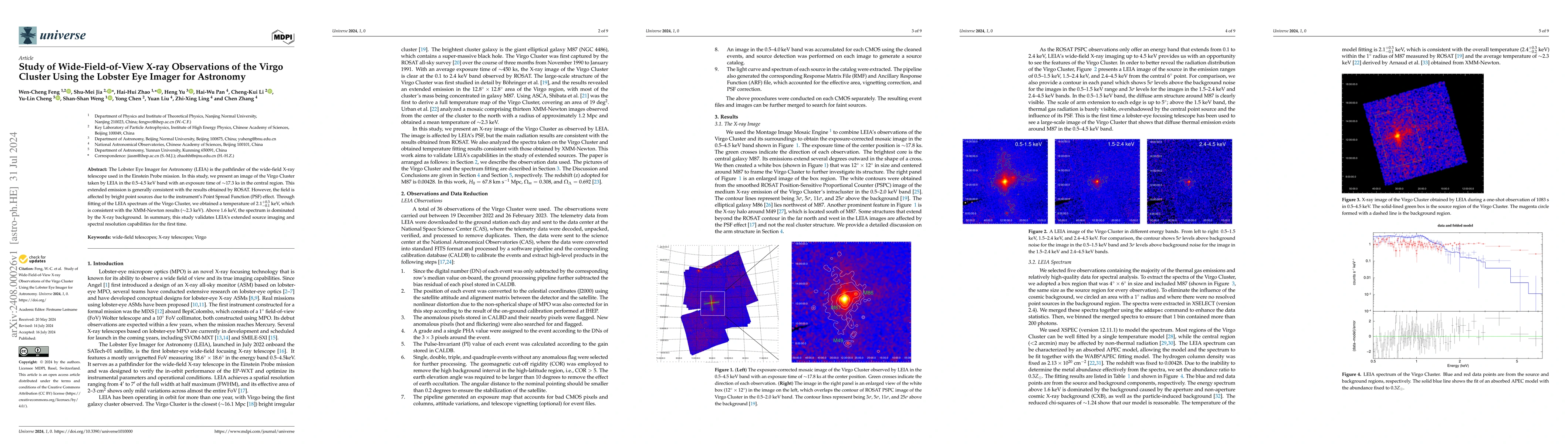 Thumbnail for Study of Wide-Field-of-View X-ray Observations of the Virgo Cluster
  Using the Lobster Eye Imager for Astronomy