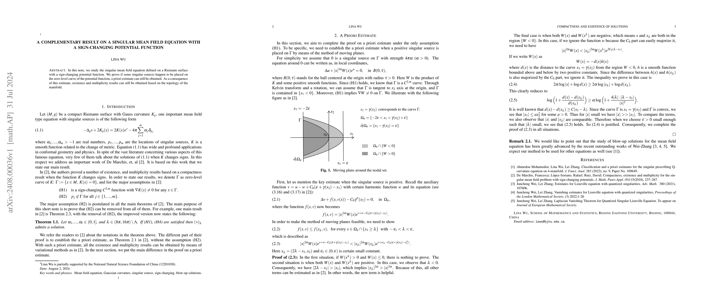 Thumbnail for A complementary result on a singular mean field equation with a
  sign-changing potential function