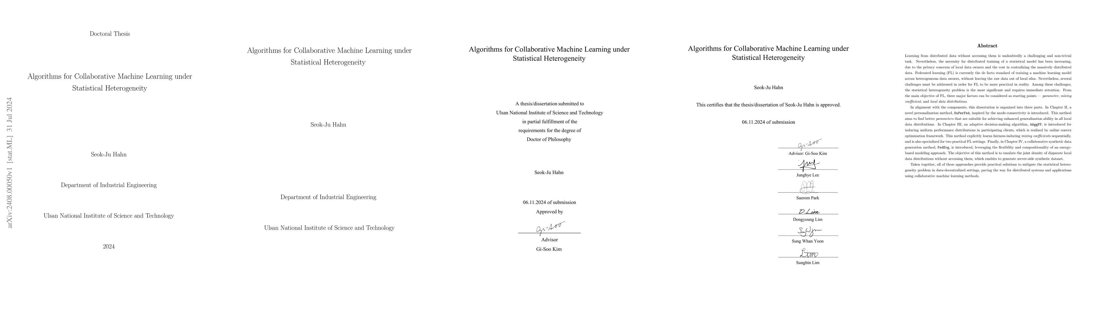 Thumbnail for Algorithms for Collaborative Machine Learning under Statistical
  Heterogeneity