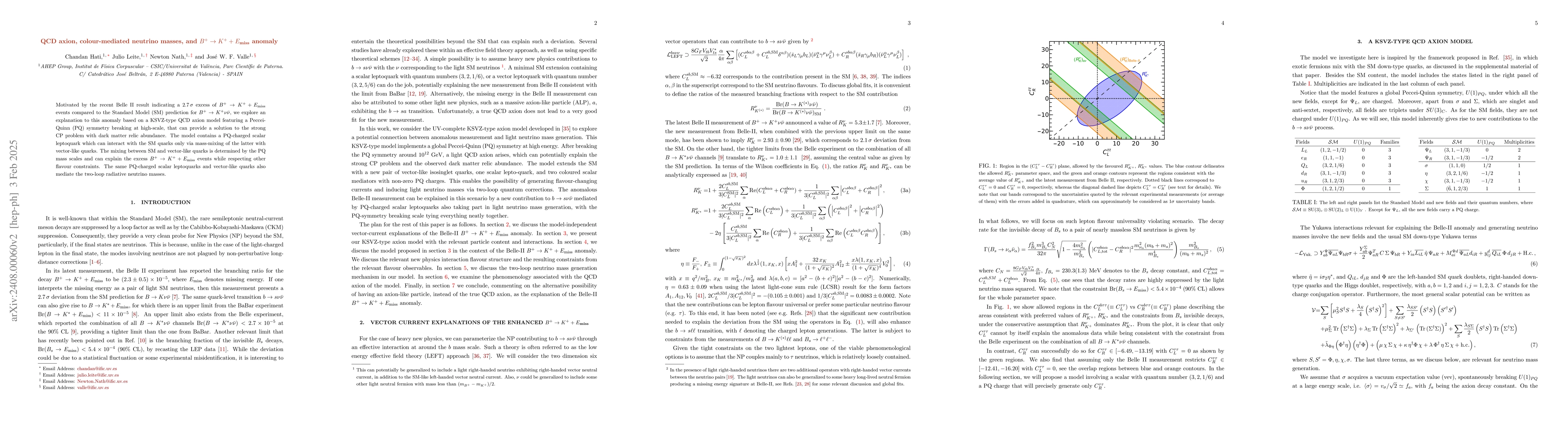 Thumbnail for QCD axion, colour-mediated neutrino masses, and $B^+\to K^+ +
  E_{\text{miss}}$ anomaly