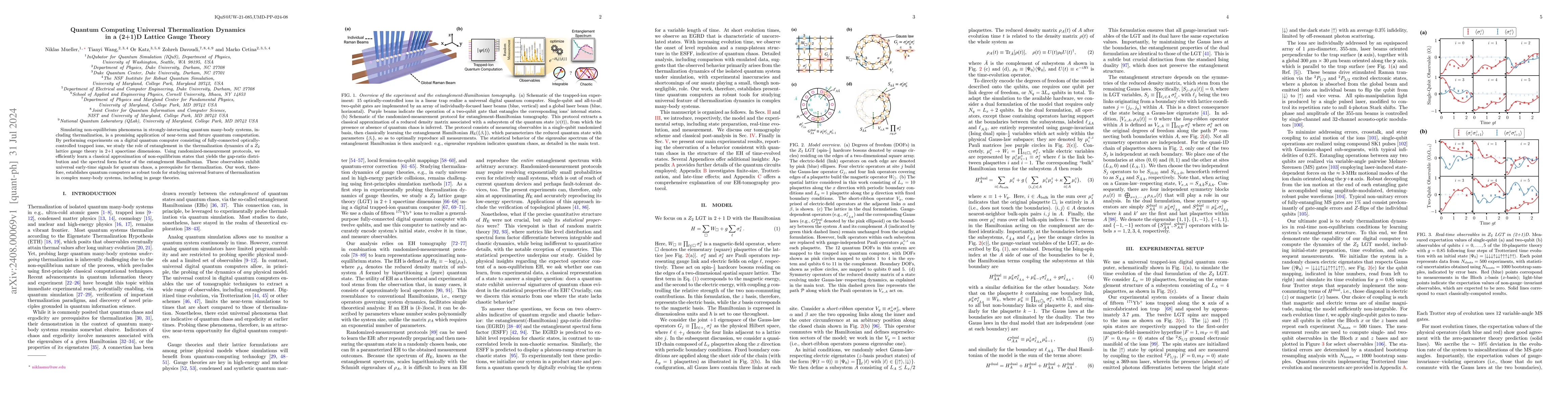 Thumbnail for Quantum Computing Universal Thermalization Dynamics in a (2+1)D Lattice
  Gauge Theory
