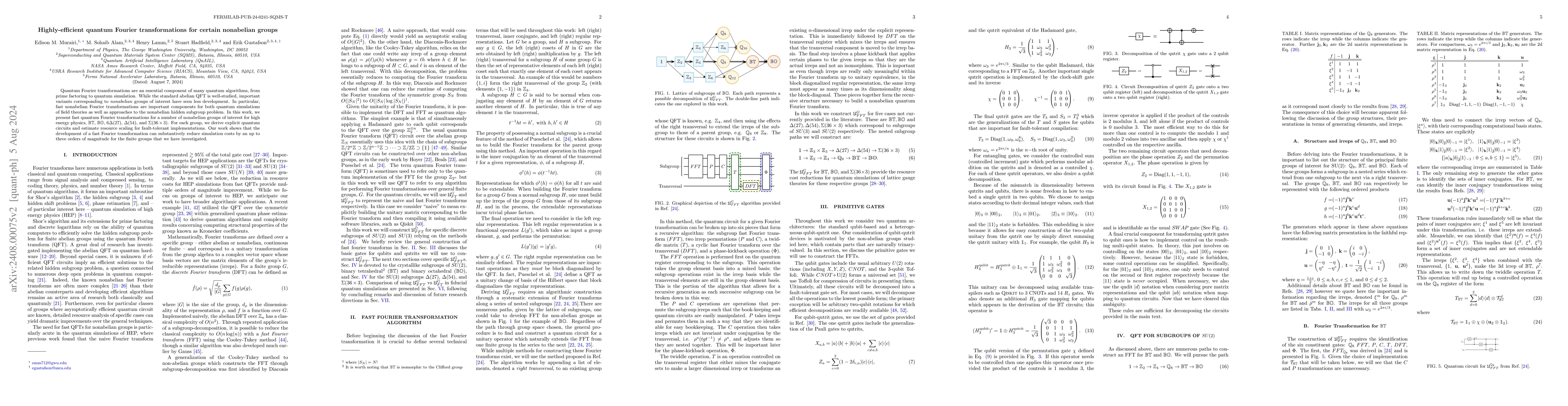 Thumbnail for Highly-efficient quantum Fourier transformations for some nonabelian
  groups