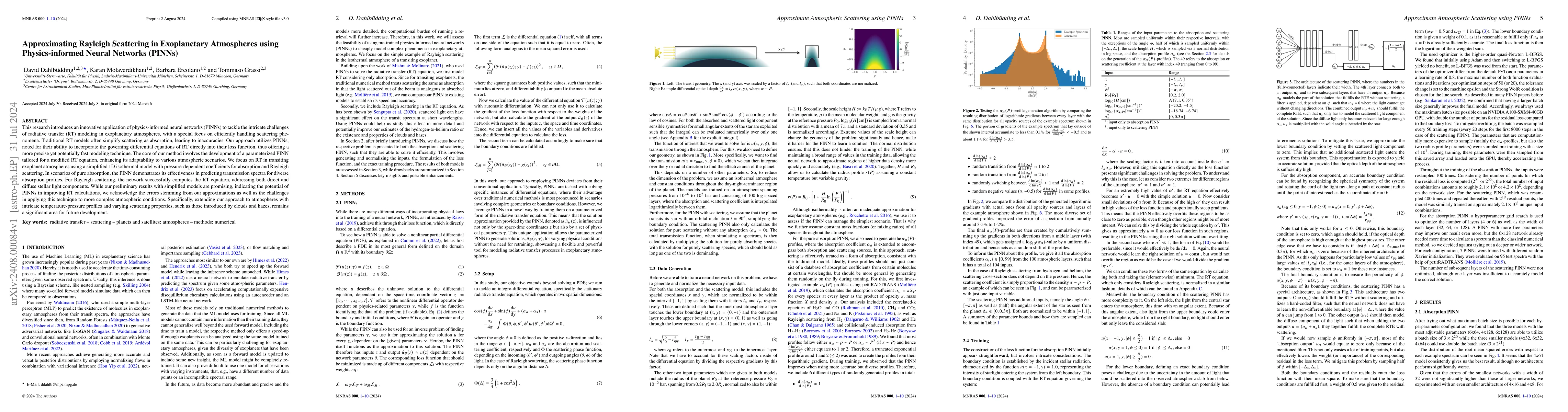 Thumbnail for Approximating Rayleigh Scattering in Exoplanetary Atmospheres using
  Physics-informed Neural Networks (PINNs)