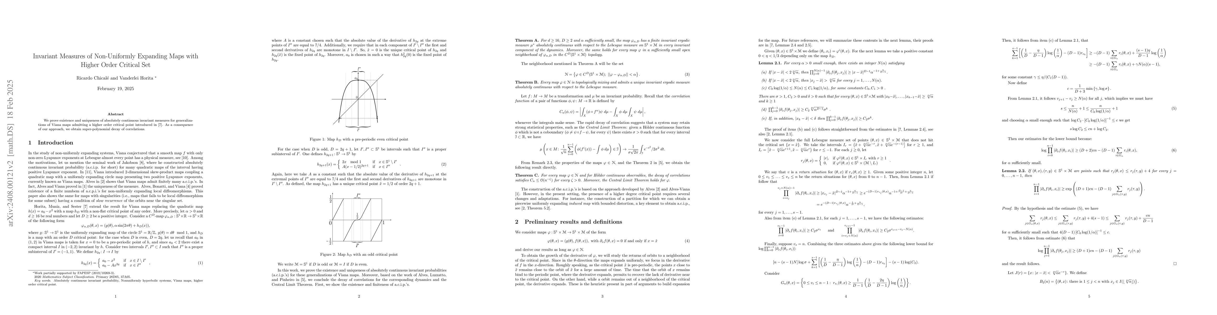 Thumbnail for Invariant Measures of Non-Uniformly Expanding Maps with Higher Order
  Critical Set