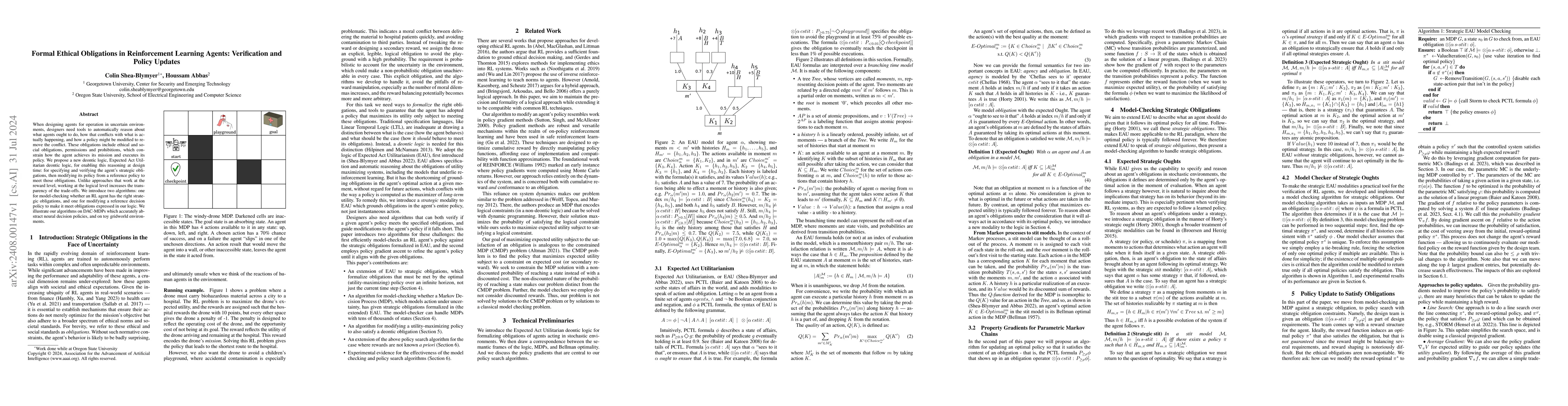 Thumbnail for Formal Ethical Obligations in Reinforcement Learning Agents:
  Verification and Policy Updates