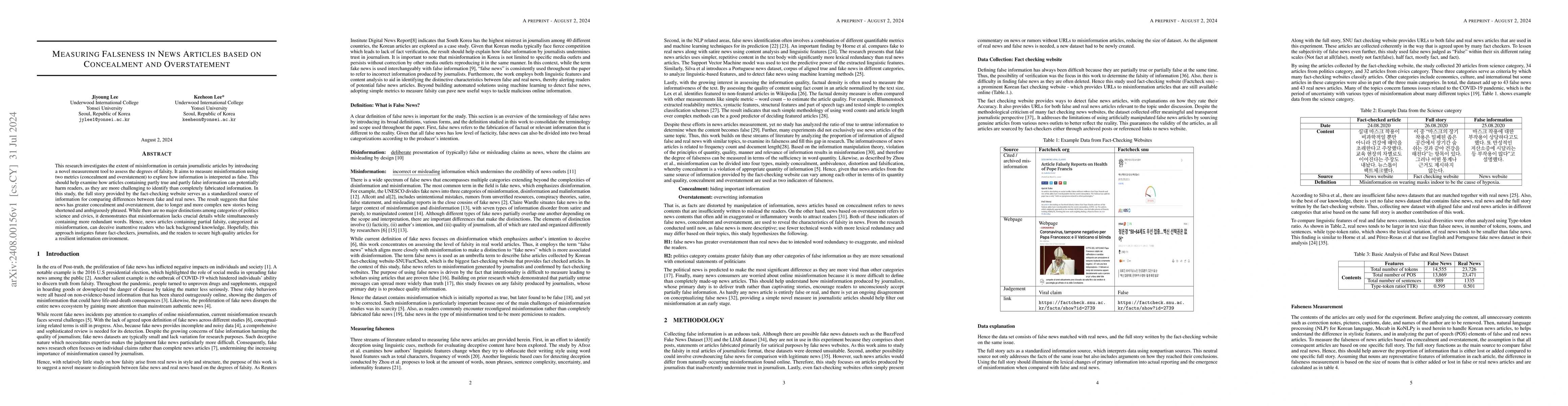 Thumbnail for Measuring Falseness in News Articles based on Concealment and
  Overstatement