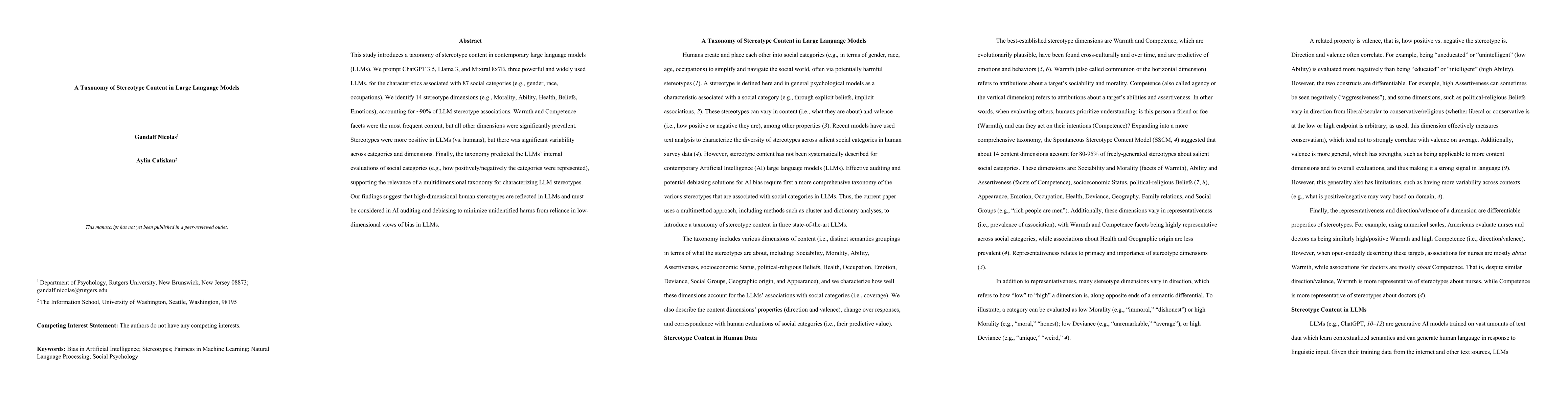 Thumbnail for A Taxonomy of Stereotype Content in Large Language Models