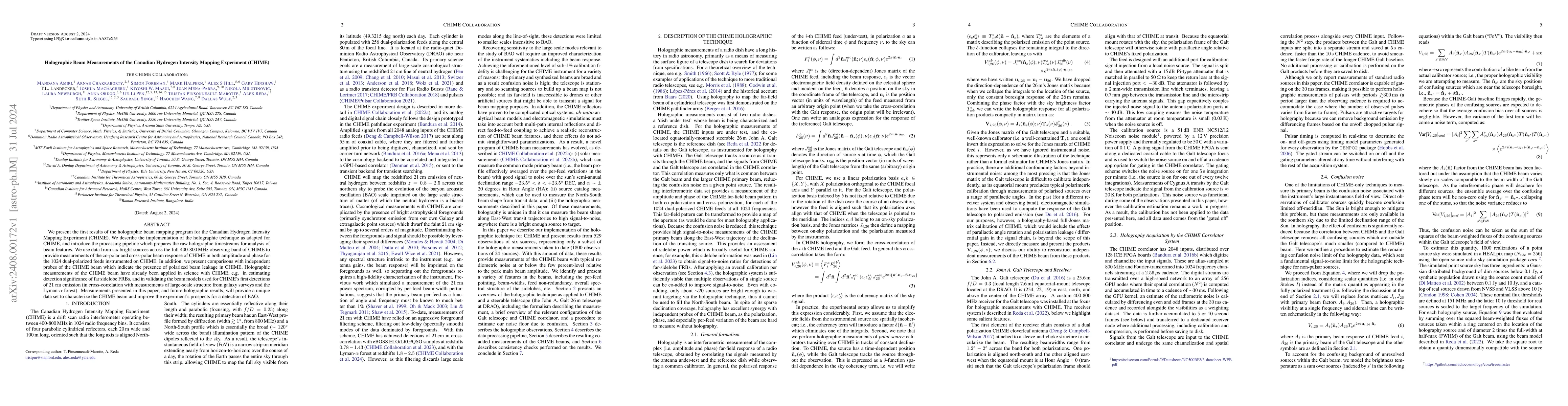 Thumbnail for Holographic Beam Measurements of the Canadian Hydrogen Intensity Mapping
  Experiment (CHIME)