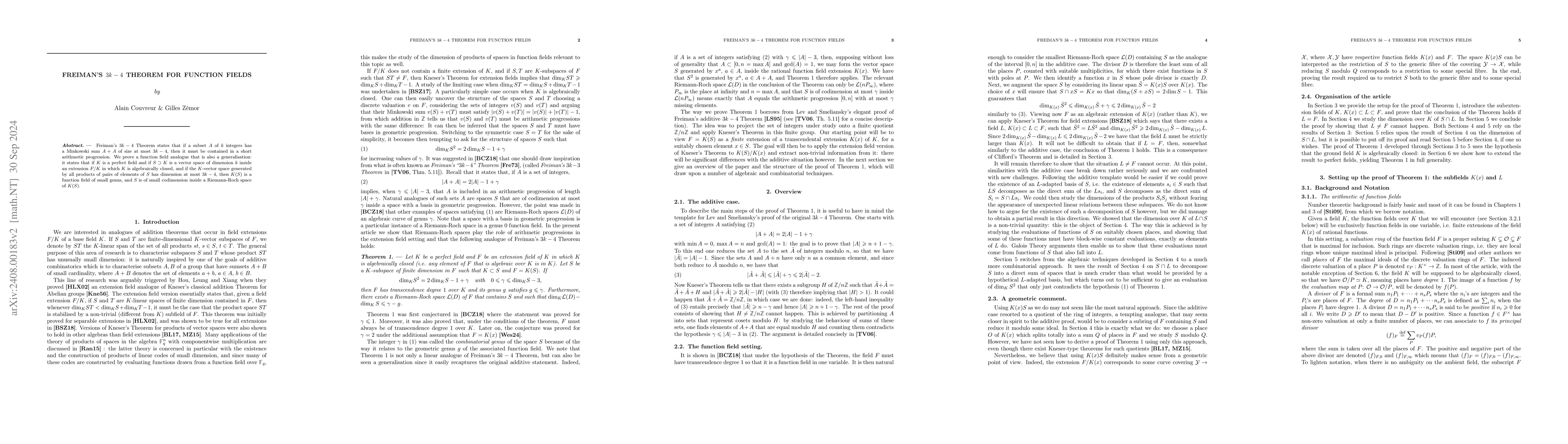 Thumbnail for Freiman's $3k-4$ Theorem for Function Fields