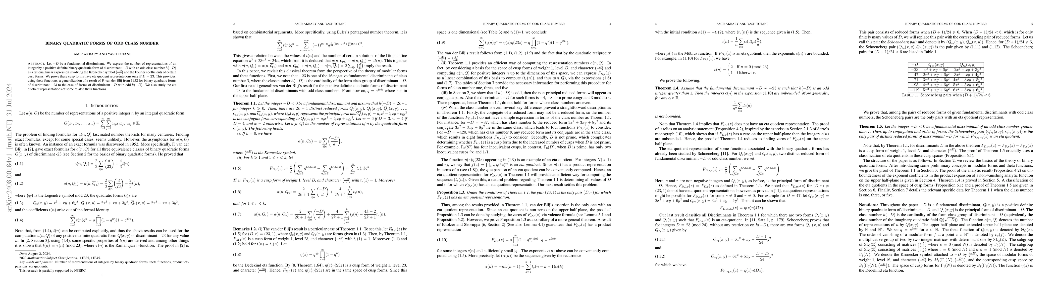 Thumbnail for Binary quadratic forms of odd class number