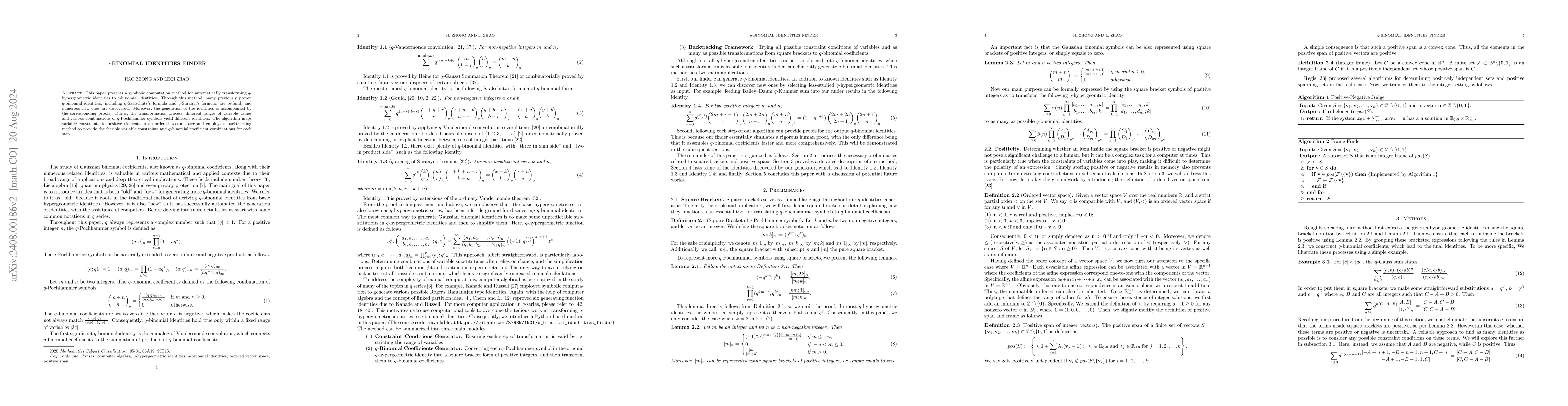 Thumbnail for $q$-Binomial Identities Finder