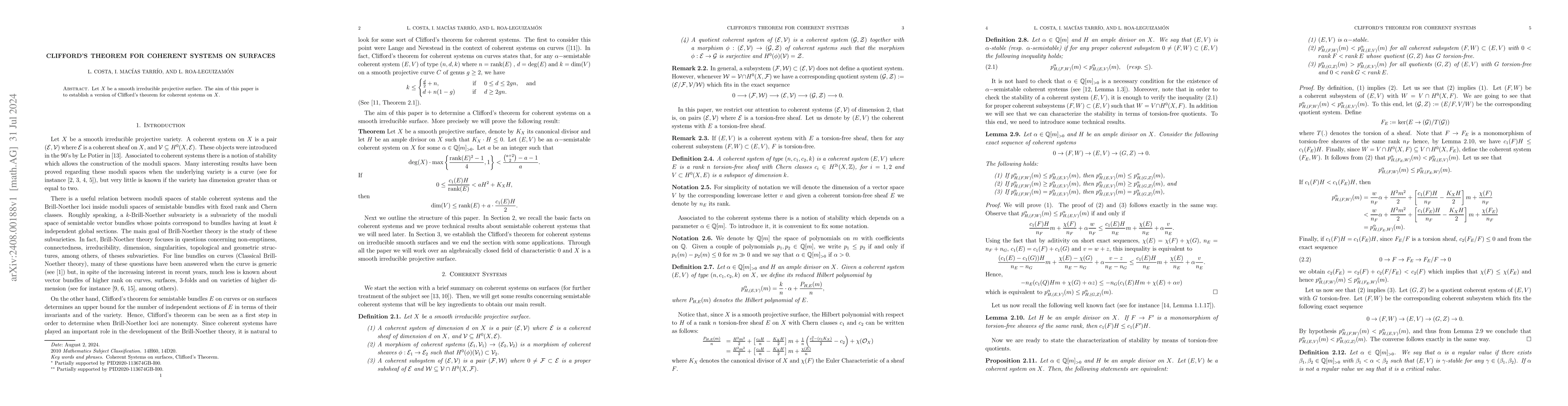 Thumbnail for Clifford's Theorem for Coherent Systems on surfaces