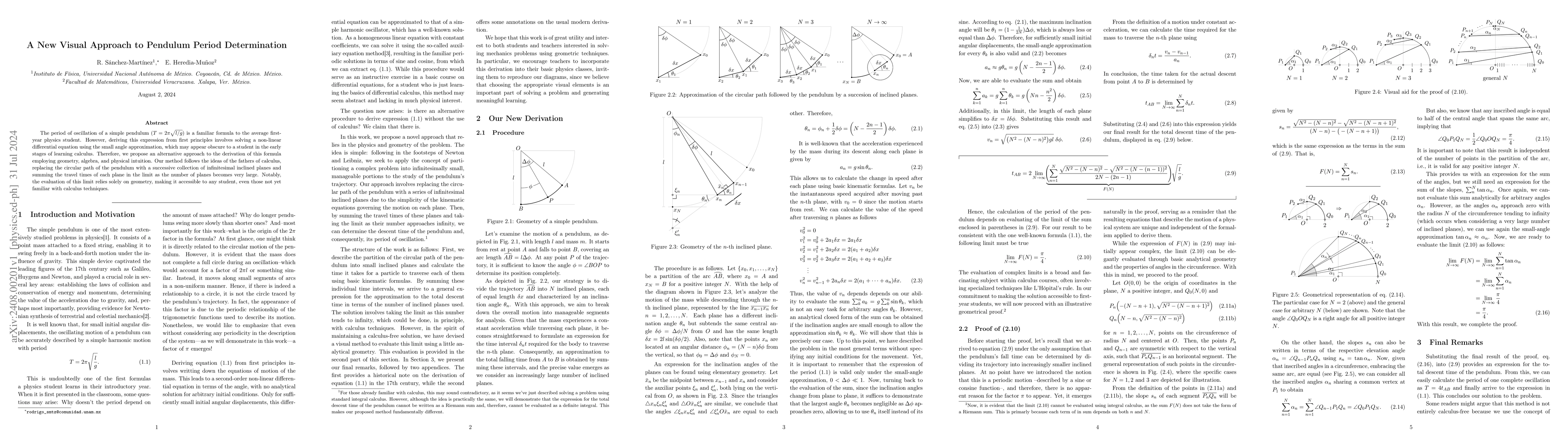 Thumbnail for A new Visual approach to pendulum period determination