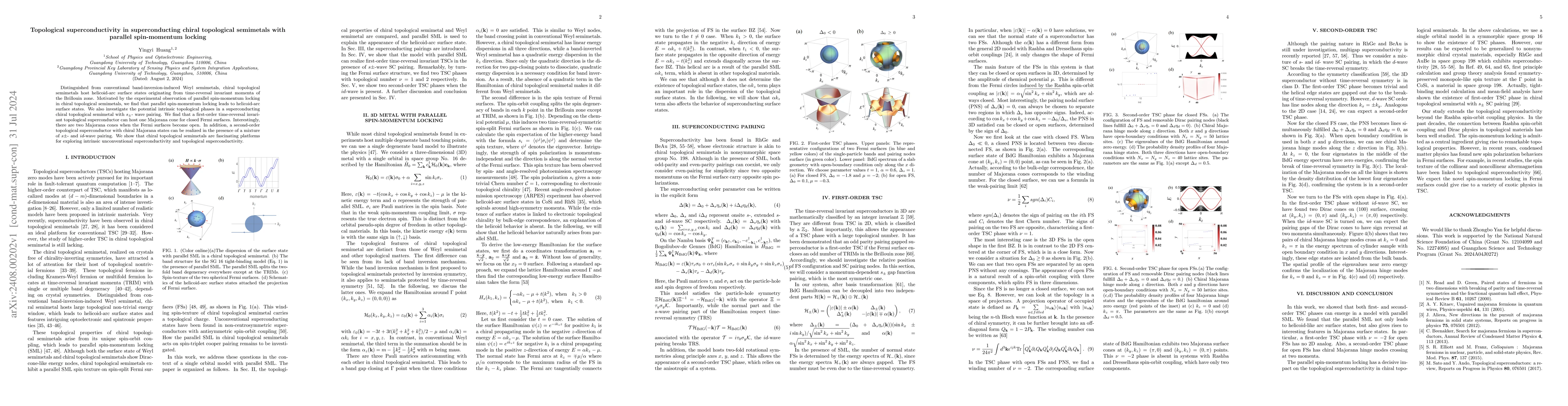 Thumbnail for Topological superconductivity in superconducting chiral topological
  semimetals with parallel spin-momentum locking
