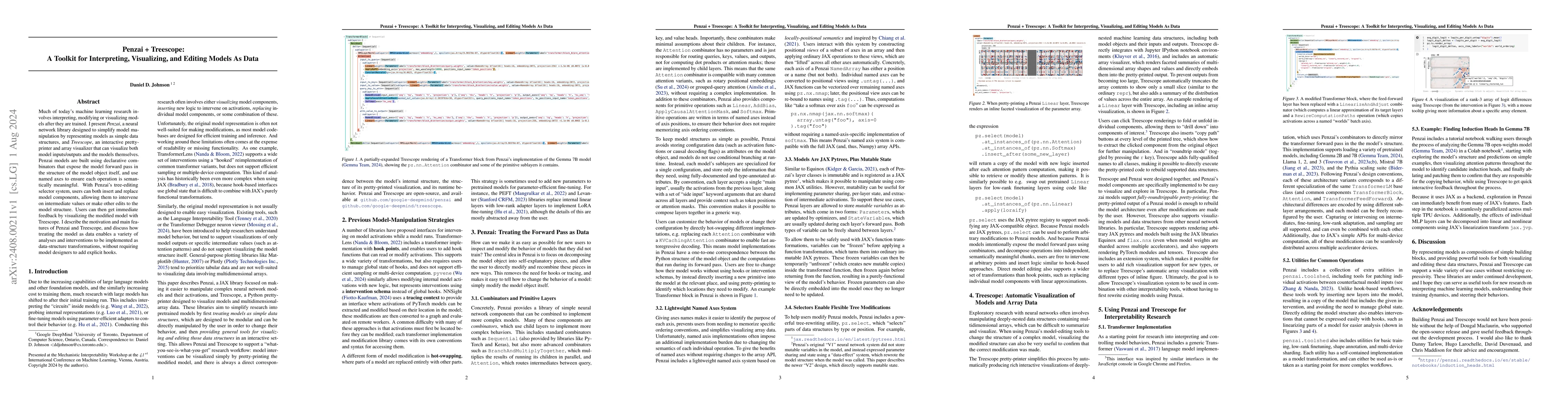 Thumbnail for Penzai + Treescope: A Toolkit for Interpreting, Visualizing, and Editing
  Models As Data