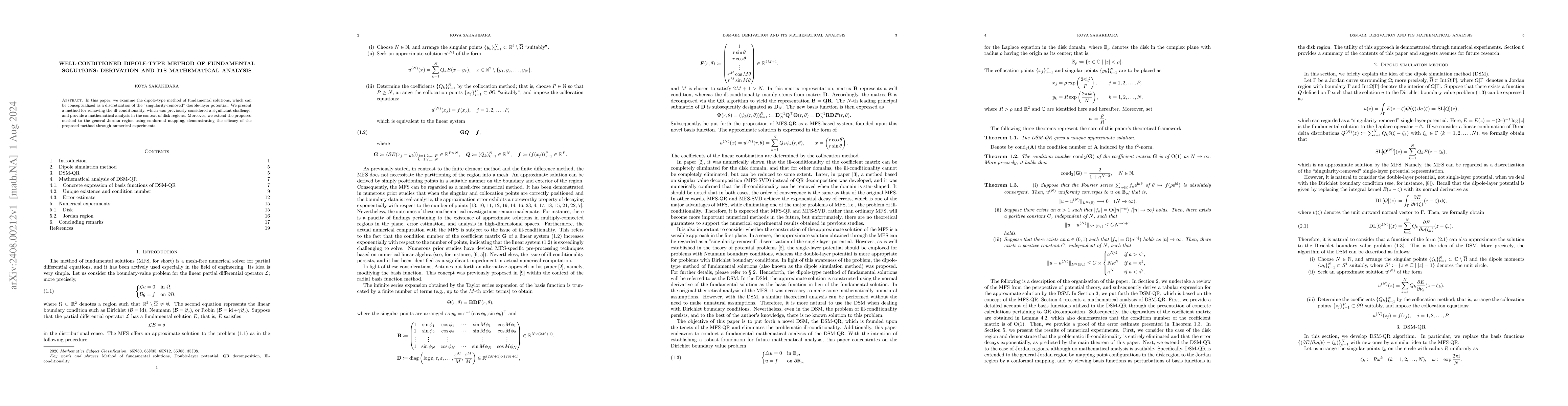 Thumbnail for Well-conditioned dipole-type method of fundamental solutions: derivation
  and its mathematical analysis