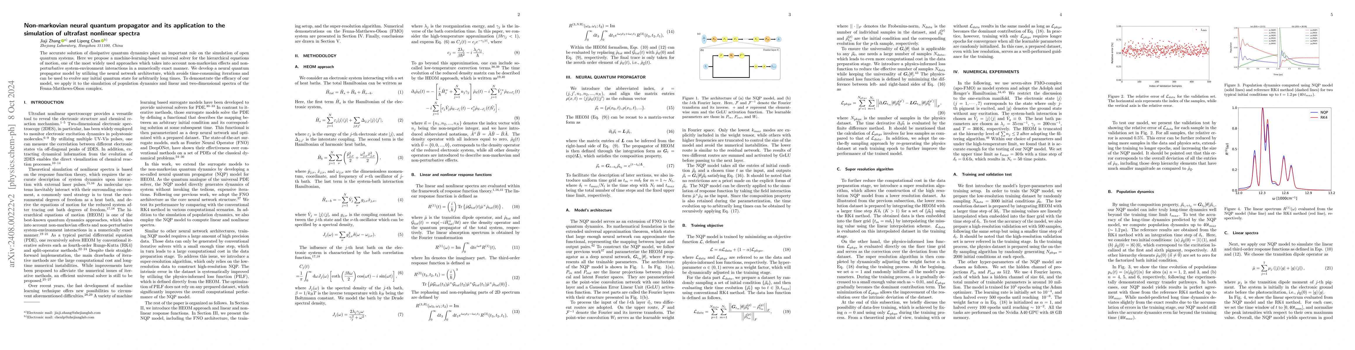 Thumbnail for Non-markovian neural quantum propagator and its application to the
  simulation of ultrafast nonlinear spectra