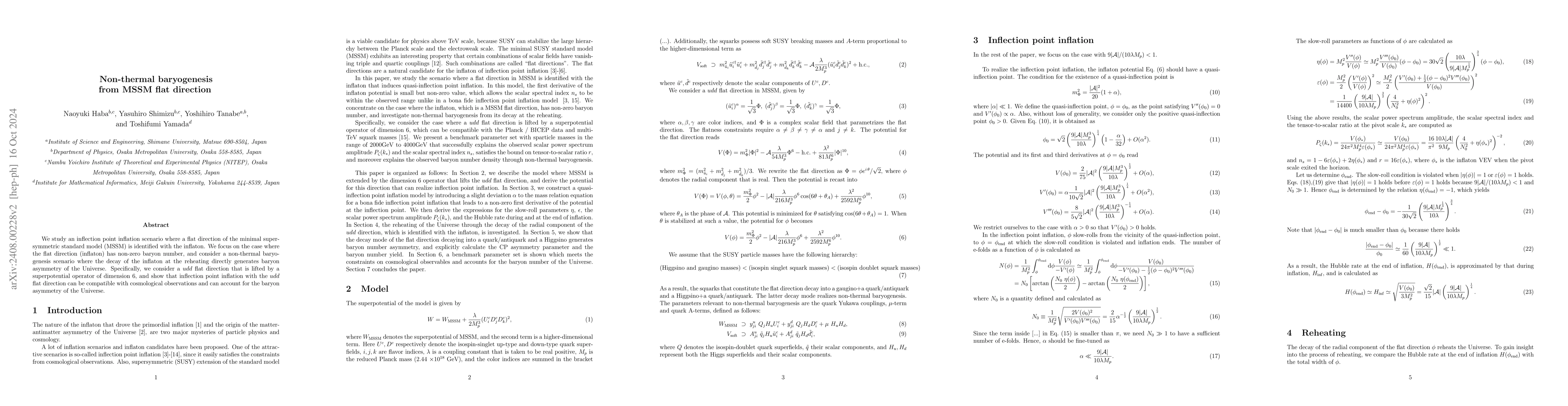 Thumbnail for Non-thermal baryogenesis from MSSM flat direction