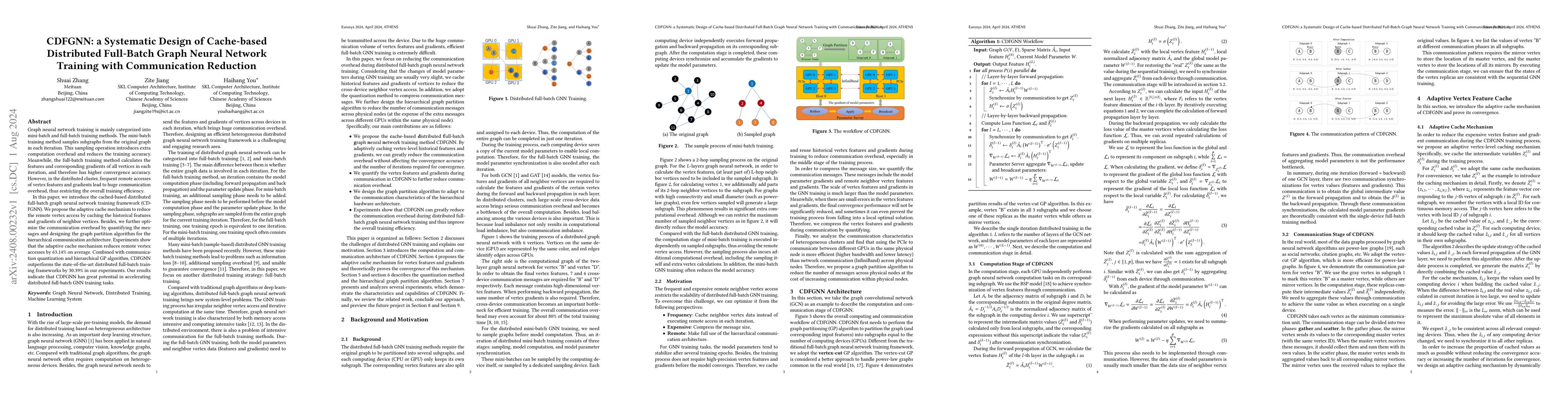 Thumbnail for CDFGNN: a Systematic Design of Cache-based Distributed Full-Batch Graph
  Neural Network Training with Communication Reduction