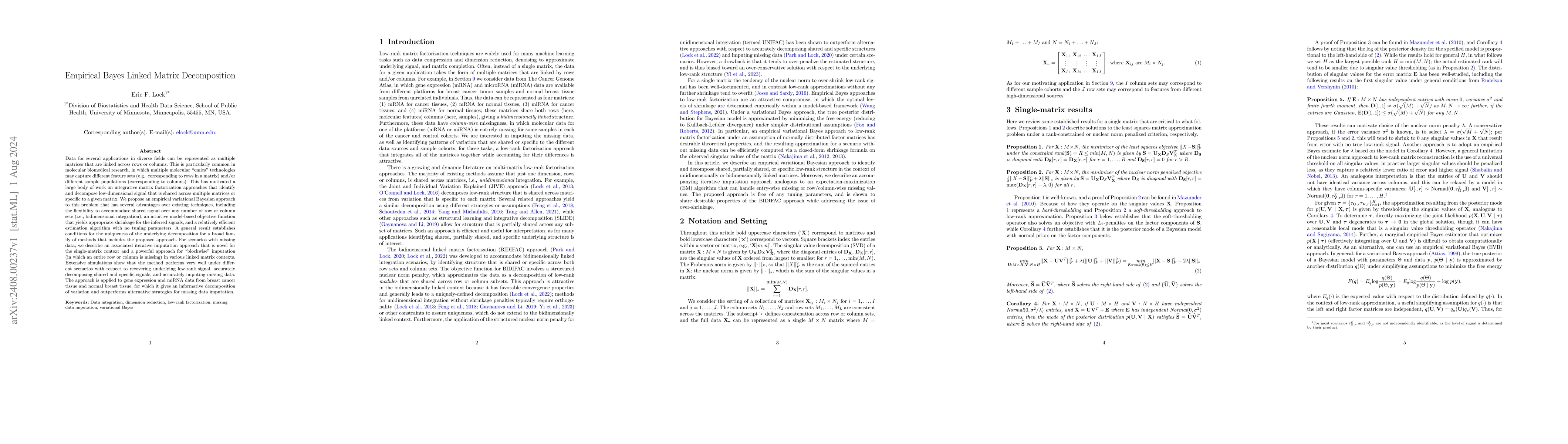 Thumbnail for Empirical Bayes Linked Matrix Decomposition