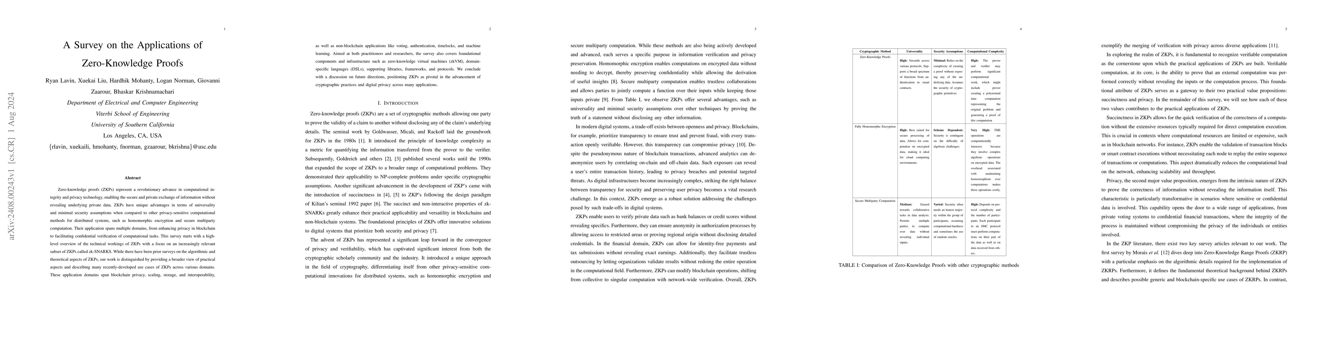 Thumbnail for A Survey on the Applications of Zero-Knowledge Proofs