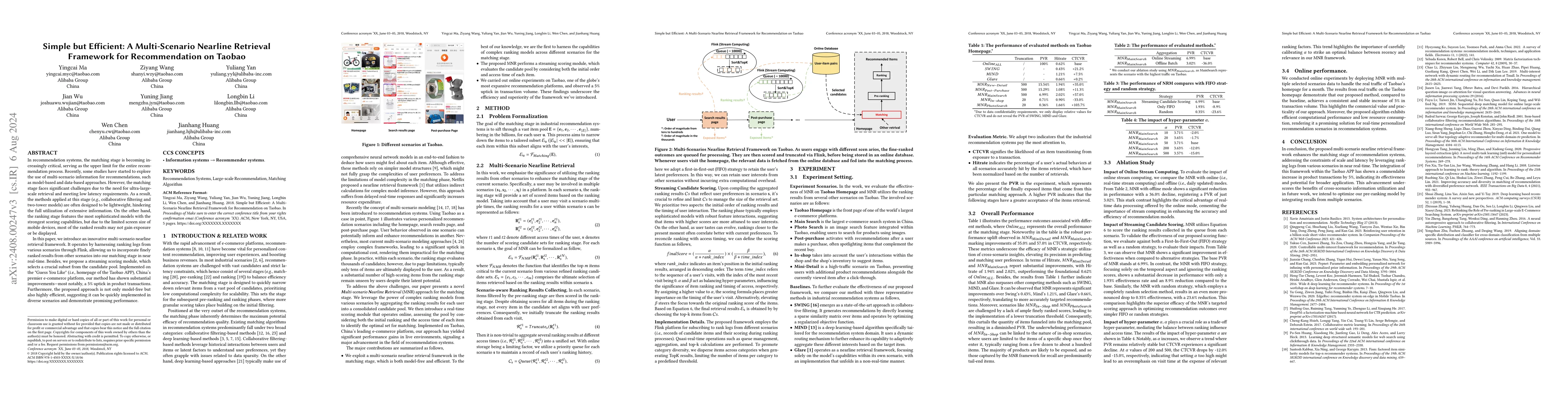 Thumbnail for Simple but Efficient: A Multi-Scenario Nearline Retrieval Framework for
  Recommendation on Taobao