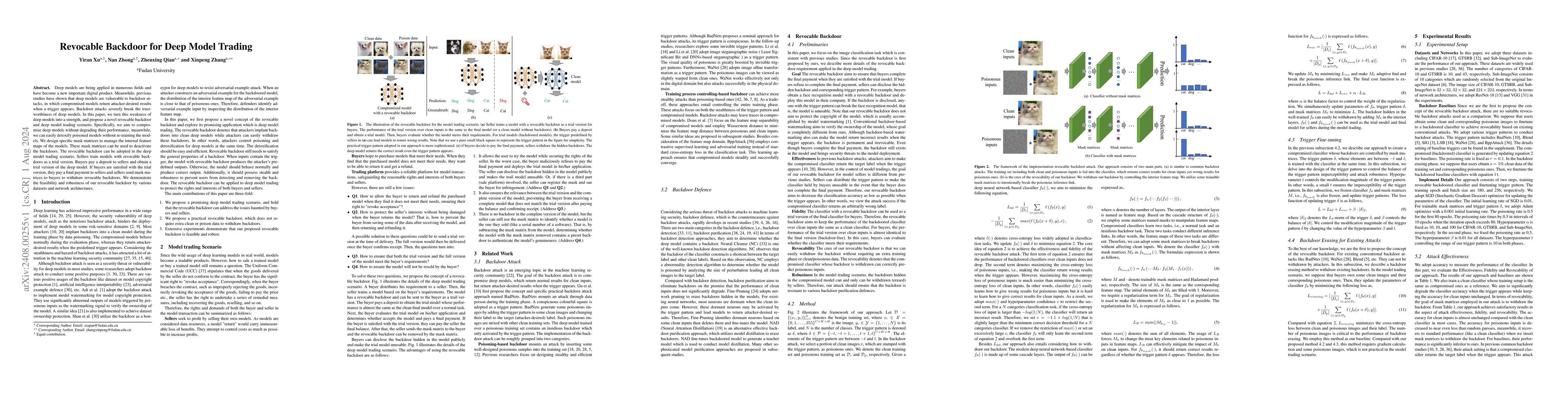 Thumbnail for Revocable Backdoor for Deep Model Trading