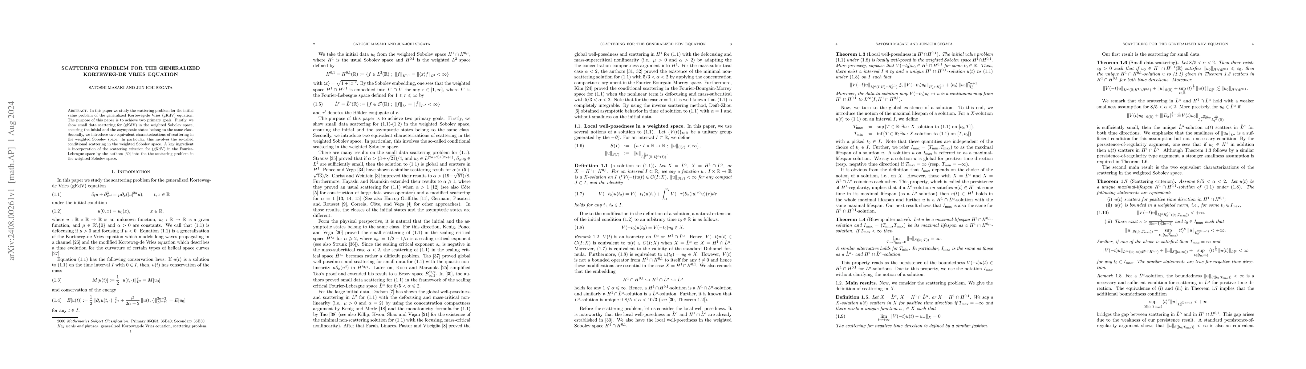 Thumbnail for Scattering problem for the generalized Korteweg-de Vries equation