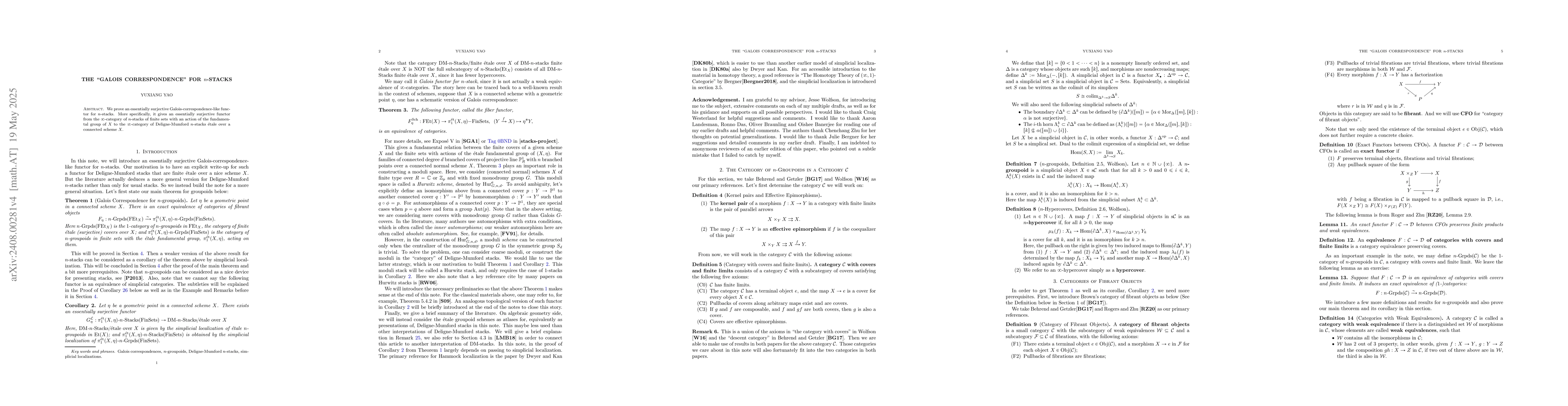 Thumbnail for The Galois Correspondence for n-Stacks