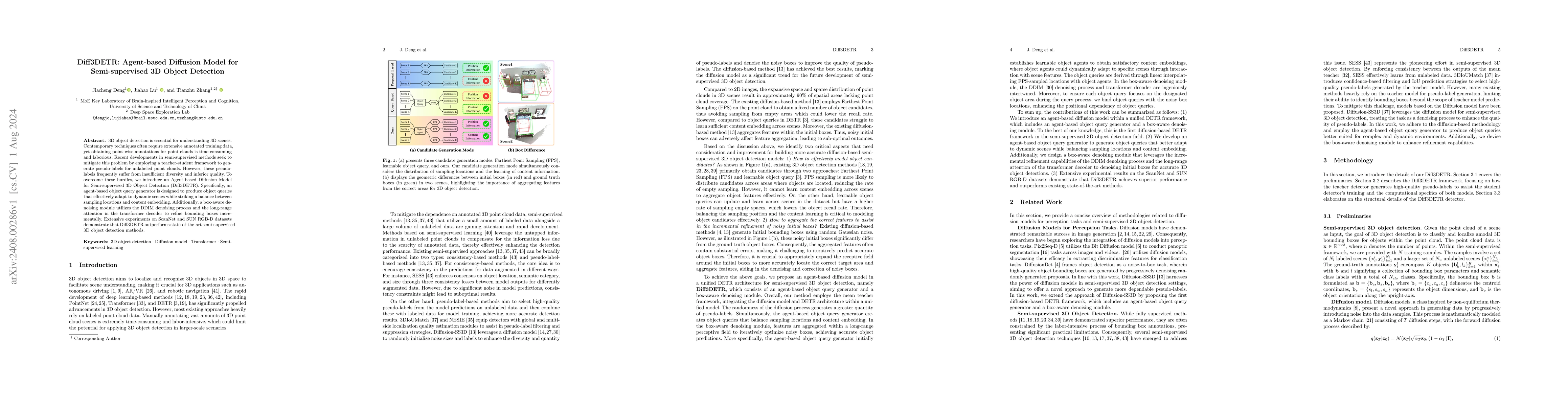 Thumbnail for Diff3DETR:Agent-based Diffusion Model for Semi-supervised 3D Object
  Detection